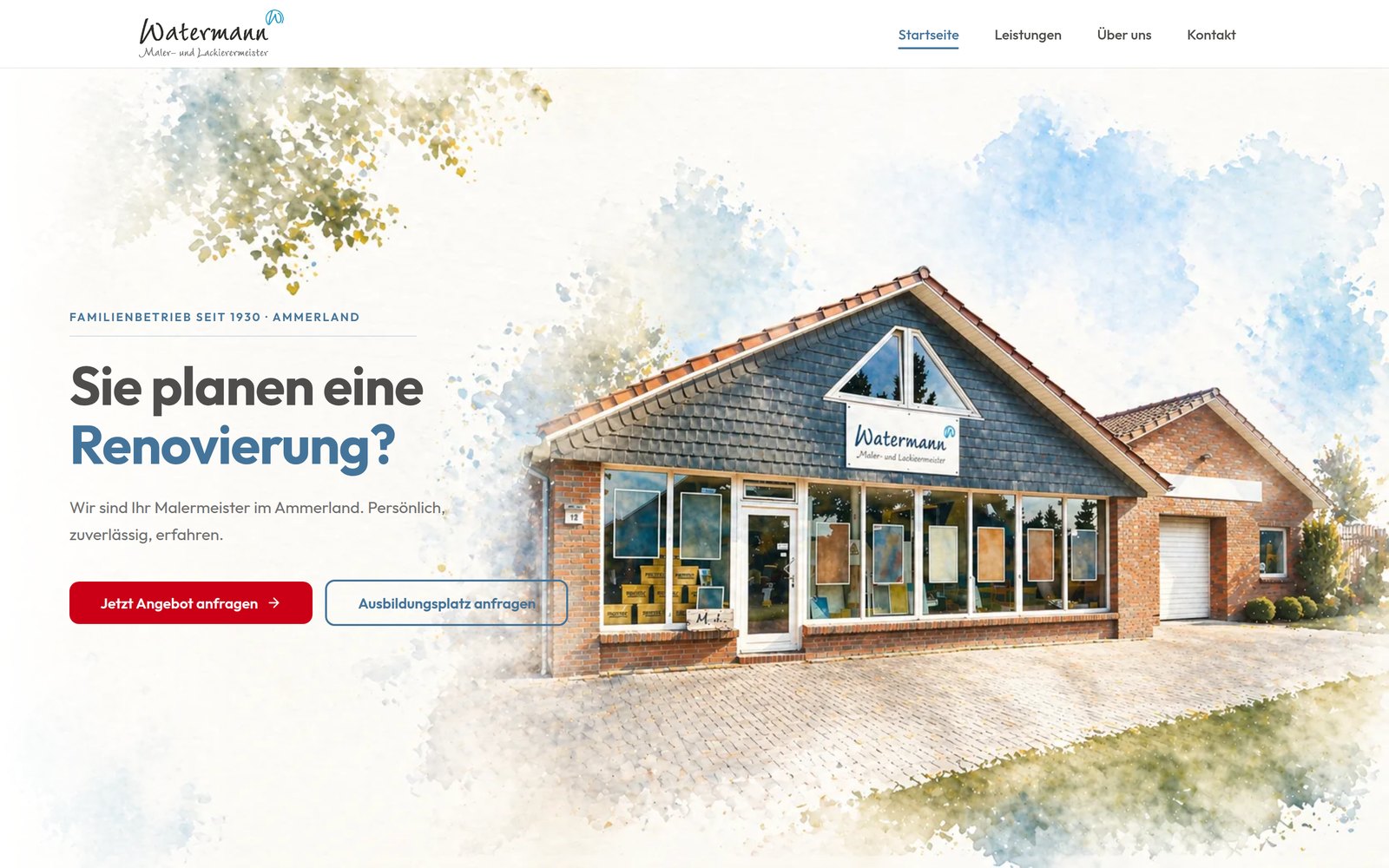 Website maler-watermann.de, Handwerksbetrieb aus Wiefelstede